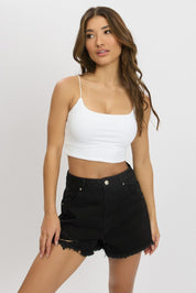 White Cropped Cami Top Supersoft - Àlainn Fashion