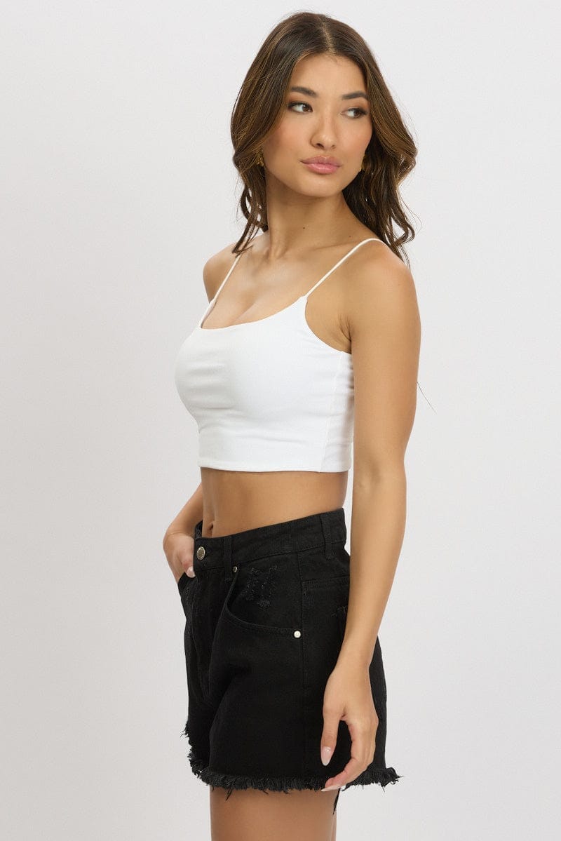 White Cropped Cami Top Supersoft - Àlainn Fashion