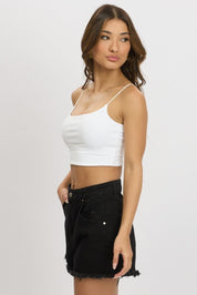 White Cropped Cami Top Supersoft - Àlainn Fashion