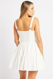 White Fit And Flare Dress Mini - Àlainn Fashion