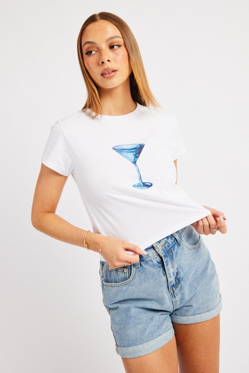 White Graphic Tee Short Sleeve - Àlainn Fashion