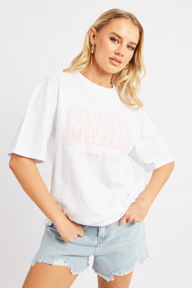 White Graphic Tee Short Sleeve - Àlainn Fashion