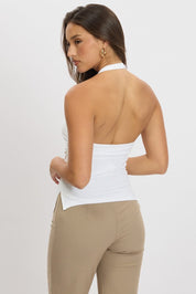 White Halter Neck Top Sleeveless Supersoft - Àlainn Fashion