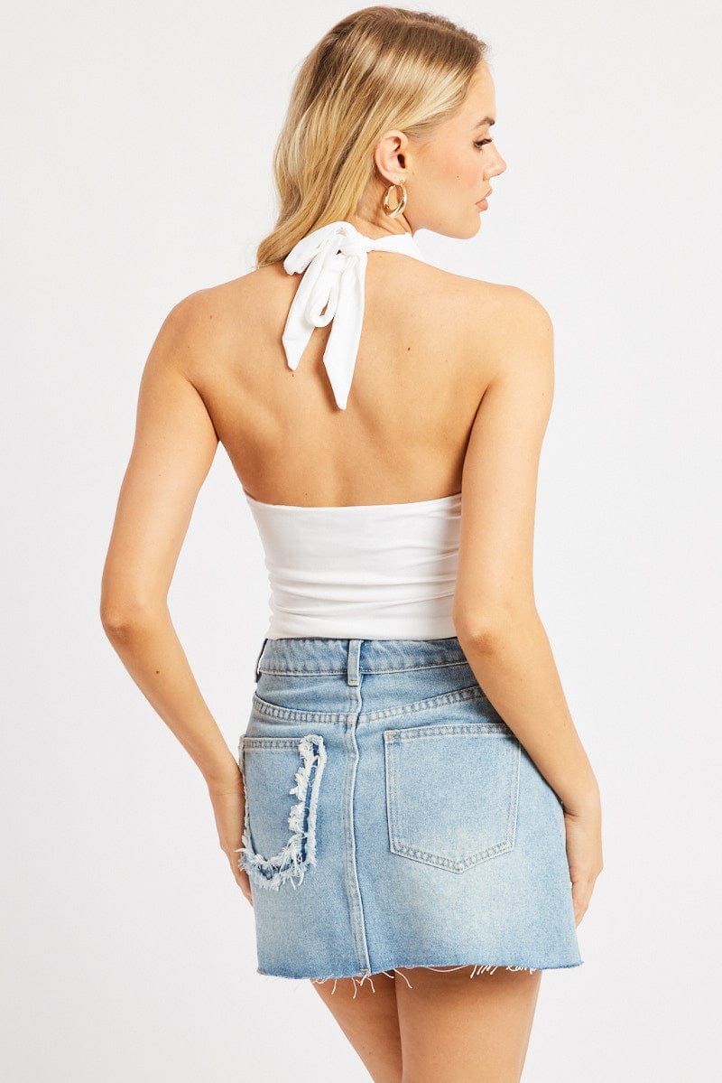 White Halter Neck Top Supersoft - Àlainn Fashion