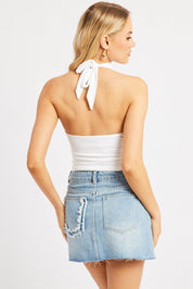 White Halter Neck Top Supersoft - Àlainn Fashion