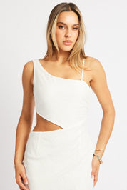 White Maxi Dress Cut Out Detail - Àlainn Fashion