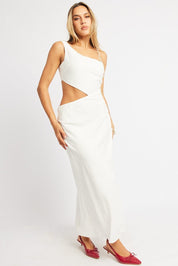 White Maxi Dress Cut Out Detail - Àlainn Fashion