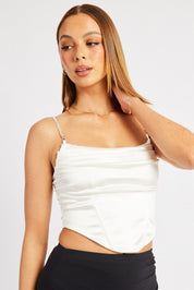 White Satin Cowl Cami Top - Àlainn Fashion