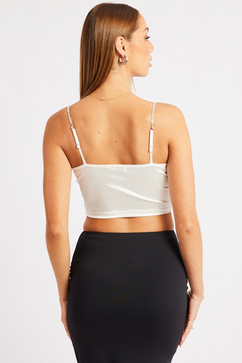 White Satin Cowl Cami Top - Àlainn Fashion