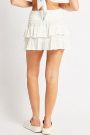 White Skort Mini Elasticated Waist - Àlainn Fashion