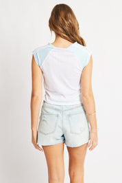 White Sport Tee Short Sleeve Crop - Àlainn Fashion