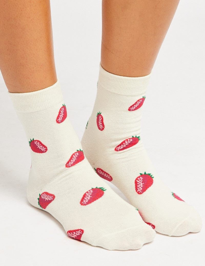 White Strawberry Socks - Àlainn Fashion