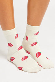 White Strawberry Socks - Àlainn Fashion