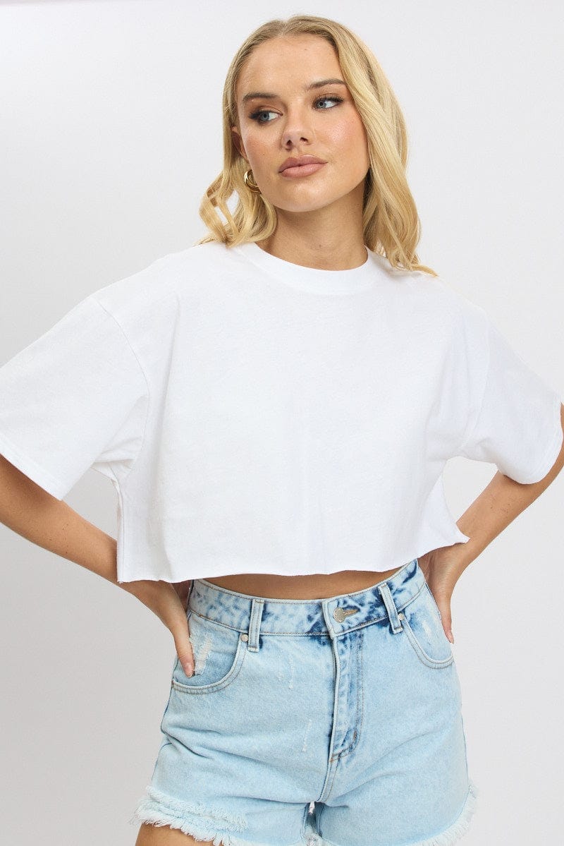 White T Shirt Short sleeve Crew Neck - Àlainn Fashion