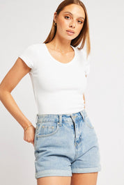 White T Shirt Short Sleeve V Neck - Àlainn Fashion