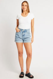 White T Shirt Short Sleeve V Neck - Àlainn Fashion