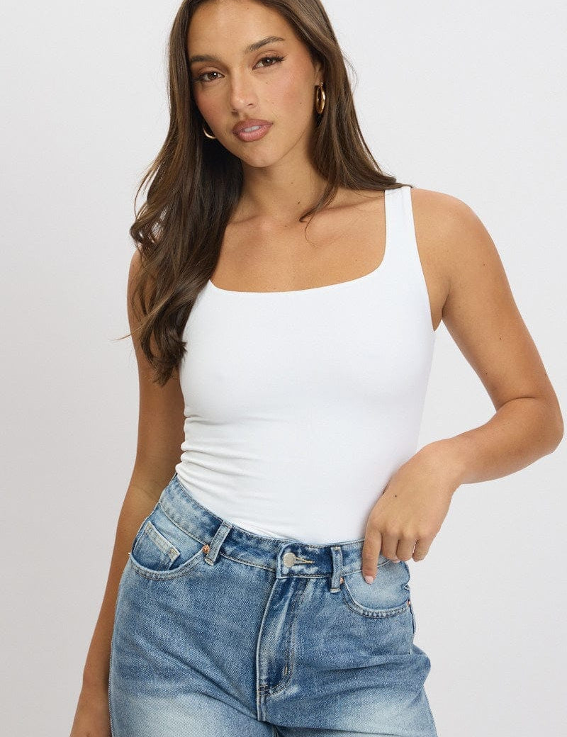 White Tank Top Sleeveless Supersoft - Àlainn Fashion