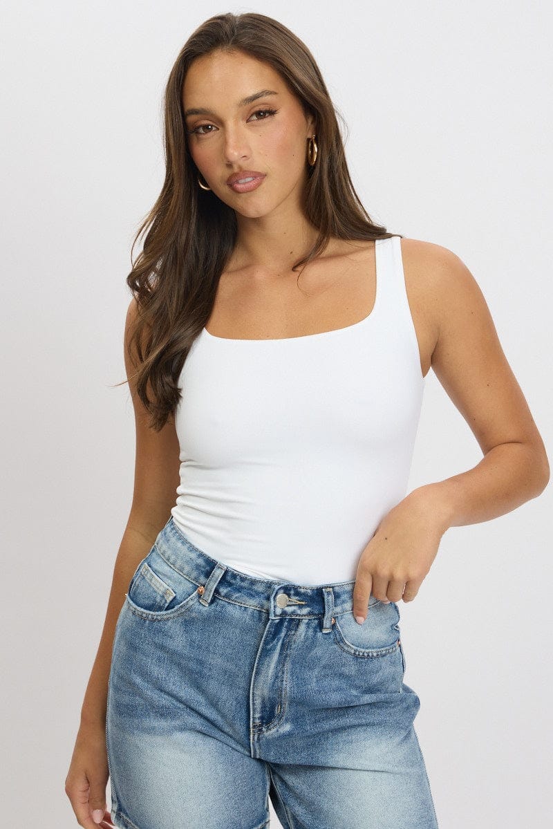 White Tank Top Sleeveless Supersoft - Àlainn Fashion