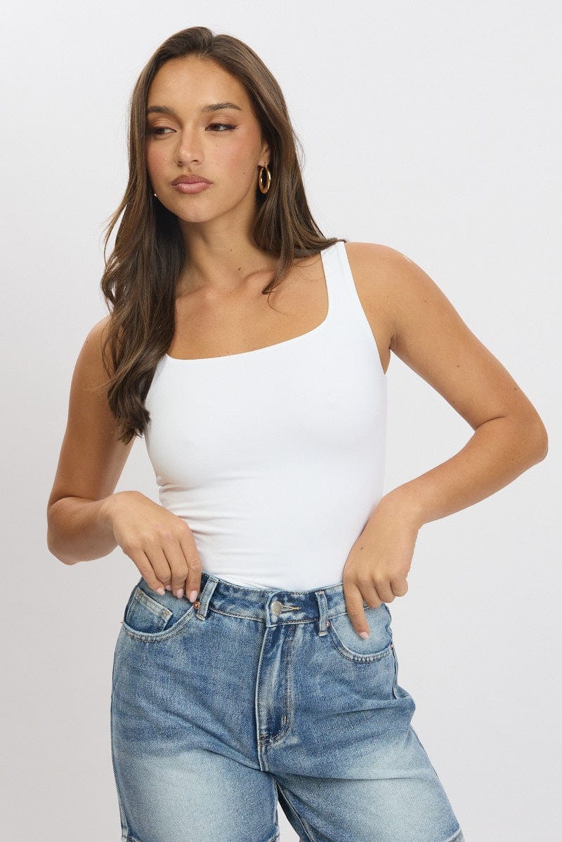 White Tank Top Sleeveless Supersoft - Àlainn Fashion