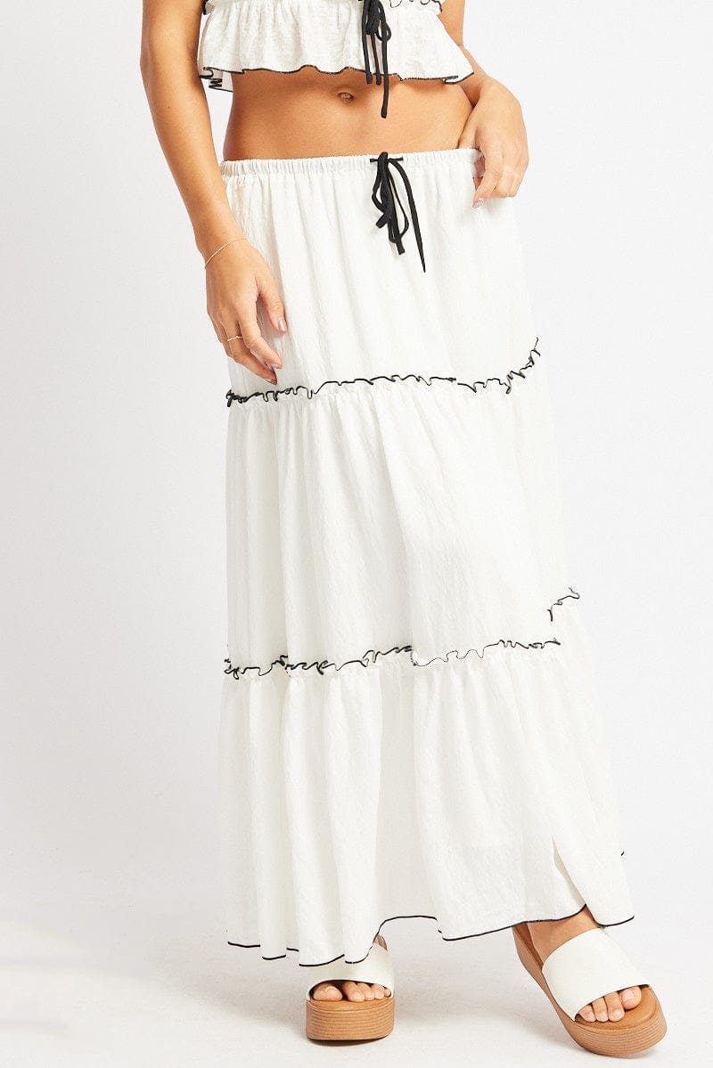 White Tiered Maxi Skirt - Àlainn Fashion