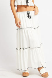 White Tiered Maxi Skirt - Àlainn Fashion