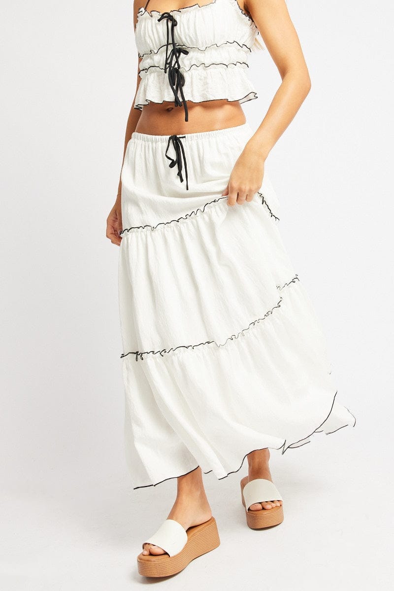 White Tiered Maxi Skirt - Àlainn Fashion