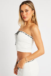 White Tube Top Ribbon Trim - Àlainn Fashion