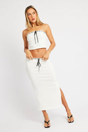 White Tube Top Ribbon Trim - Àlainn Fashion