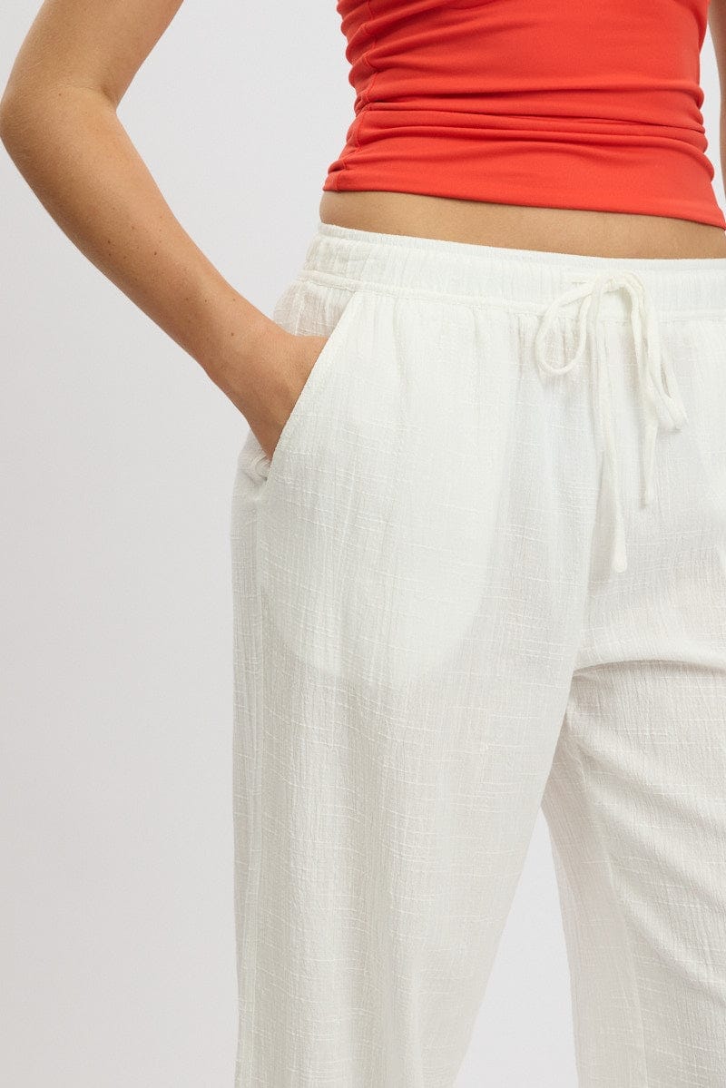 White Wide Leg Pants High Rise - Àlainn Fashion