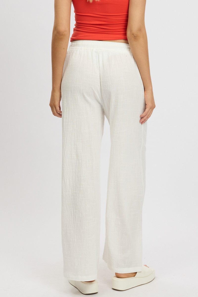 White Wide Leg Pants High Rise - Àlainn Fashion