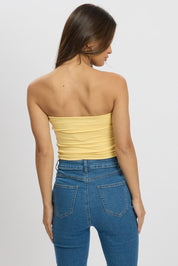 Yellow Bandeau Top Side Rushed Supersoft - Àlainn Fashion