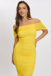 Yellow Bodycon Dress Mesh - Àlainn Fashion