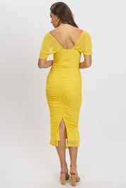 Yellow Bodycon Dress Mesh - Àlainn Fashion