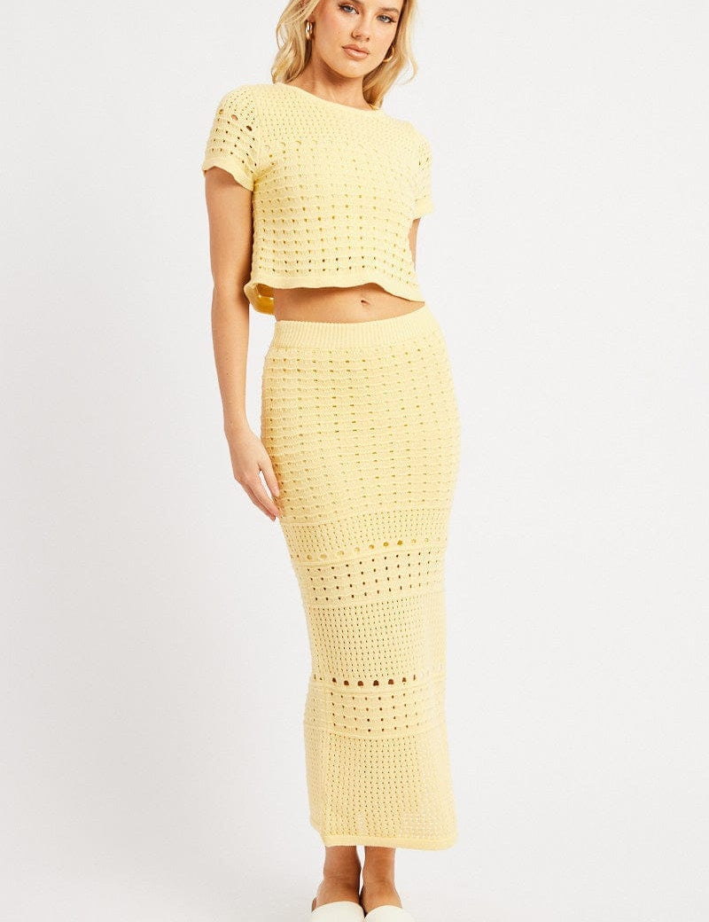 Yellow Crochet Skirt High Rise Maxi - Àlainn Fashion