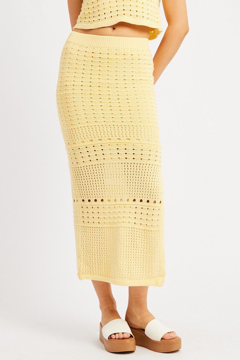 Yellow Crochet Skirt High Rise Maxi - Àlainn Fashion