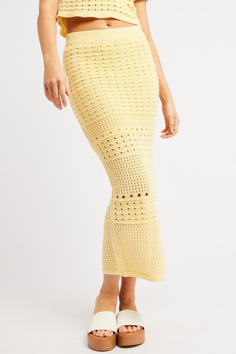 Yellow Crochet Skirt High Rise Maxi - Àlainn Fashion