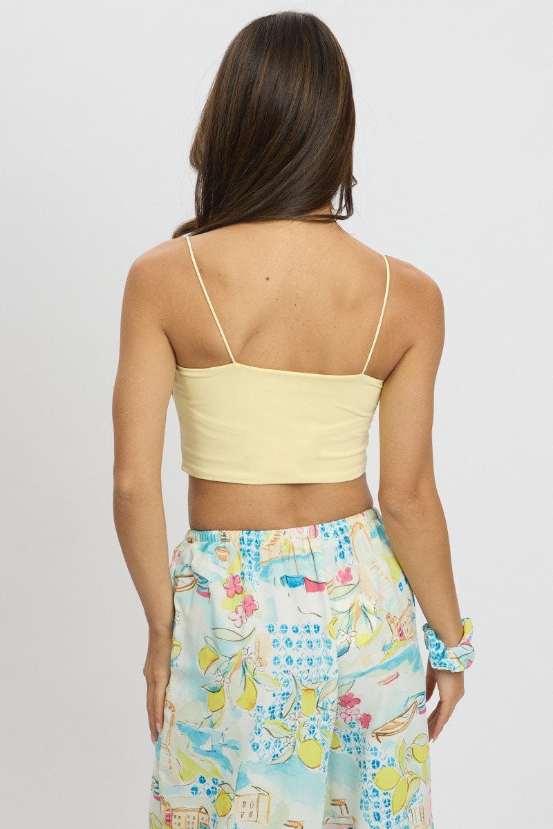 Yellow Cropped Cami Top Supersoft - Àlainn Fashion