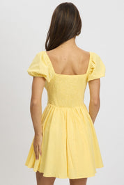 Yellow Fit And Flare Dress Mini - Àlainn Fashion