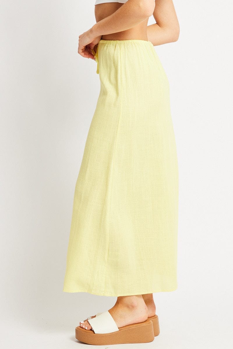 Yellow Midaxi Skirt Relaxed Fit Elastic Waist - Àlainn Fashion